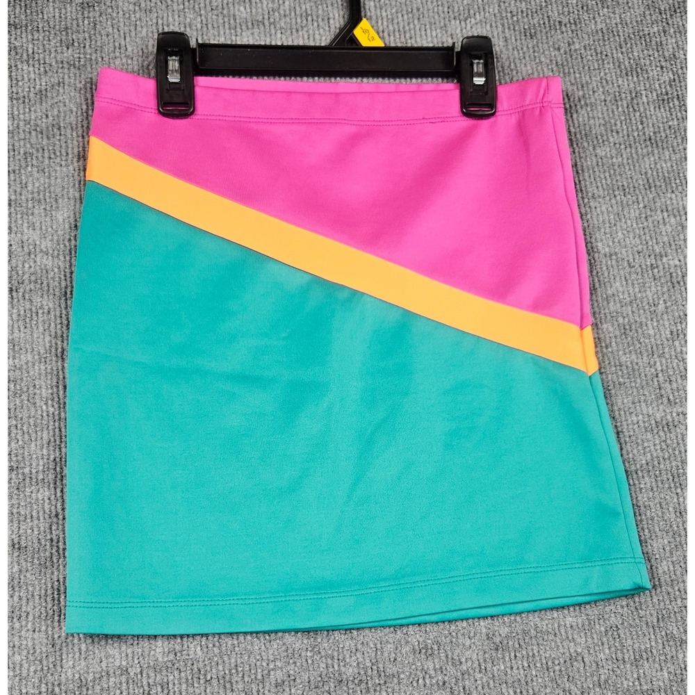 Kirra Womens Colorblock Mini Skirt Pink Teal Orange Size M Made in USA
